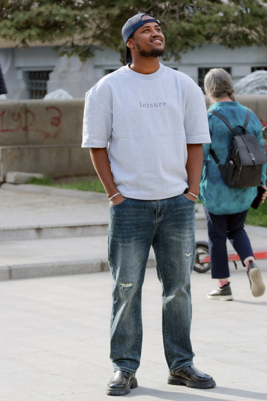 African young man posing